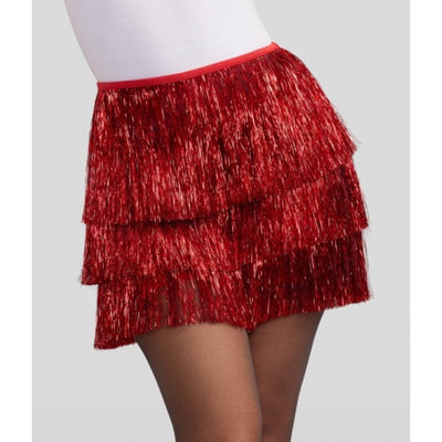 Tipsy Elves - Womens Red Tinsel Fringe Shorts