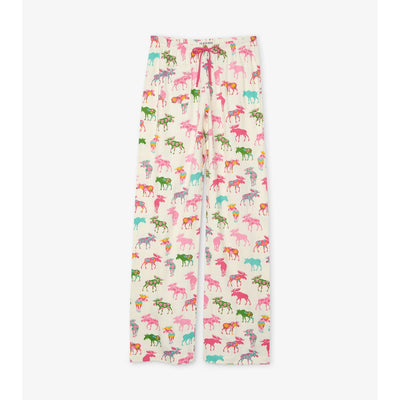 Little Blue House - Patterned Moose Womens Jersey Pajama Pants