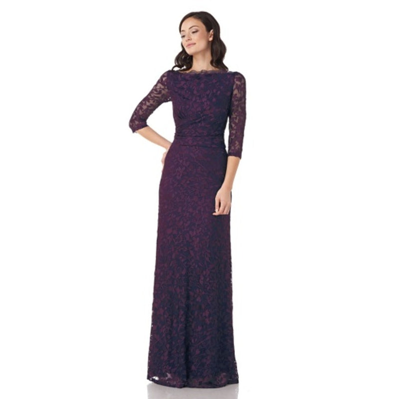 JS Collections - Womens Draped Aline Embroidered Gown