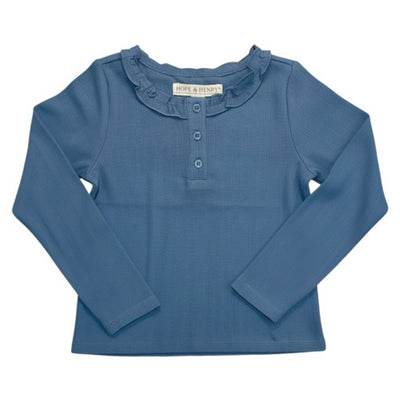 Hope & Henry - Girls Organic Ruffle Neck Knit Top