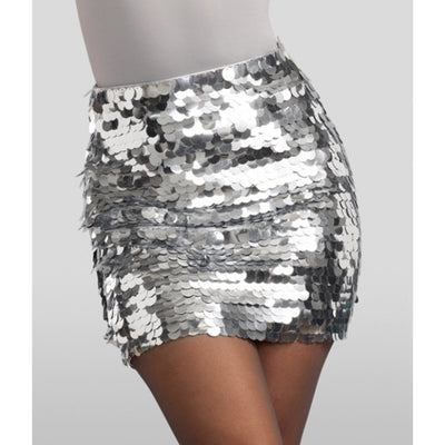 Tipsy Elves - Womens Silver Disc Sequin Skirt