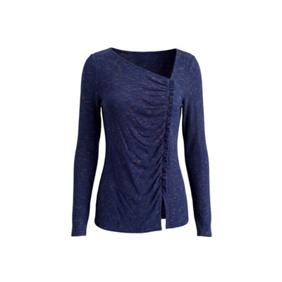 Liverpool Los Angeles - Womens Long Slv Asym Neck with Ruffle Knit Top