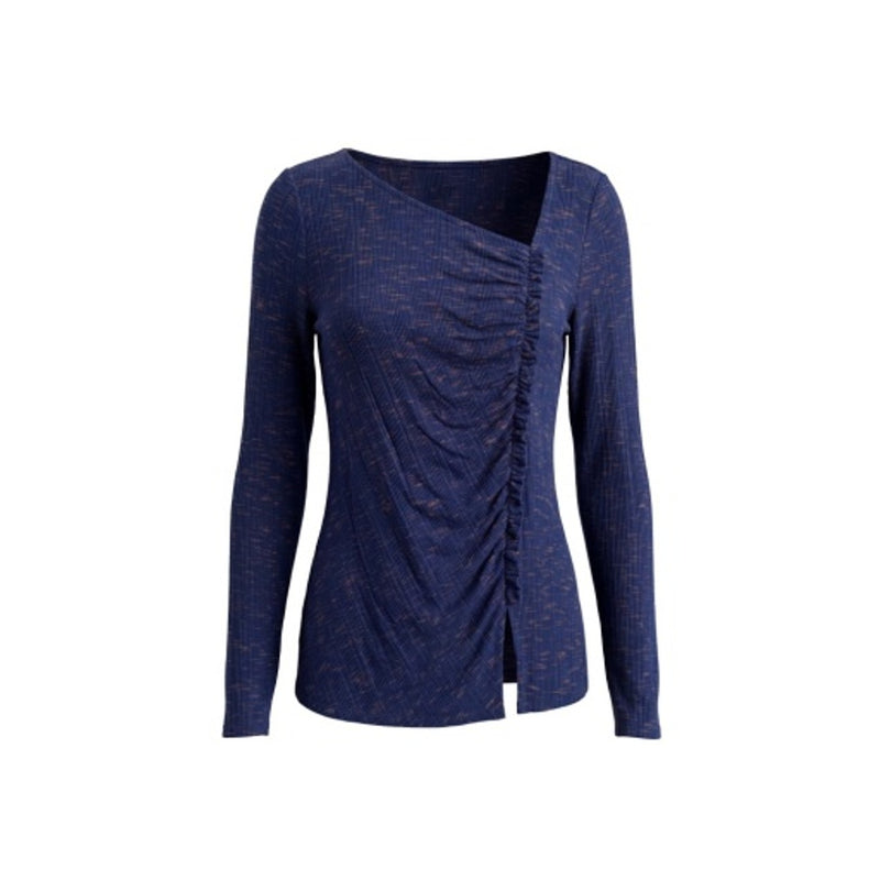 Liverpool Los Angeles - Womens Long Slv Asym Neck with Ruffle Knit Top