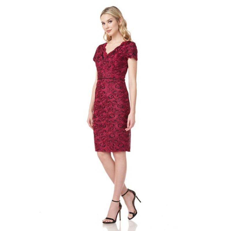 JS Collections - Womens Scalloped Vneck Cocktail Dress
