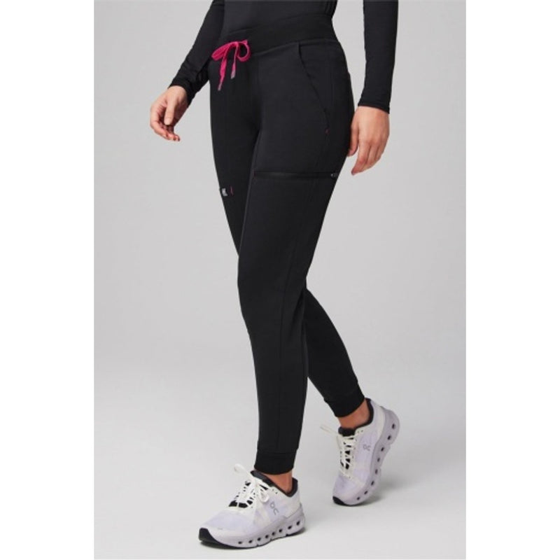 Fabletics - Womens on-Call Scrub Jogger - Black/Hibiscus