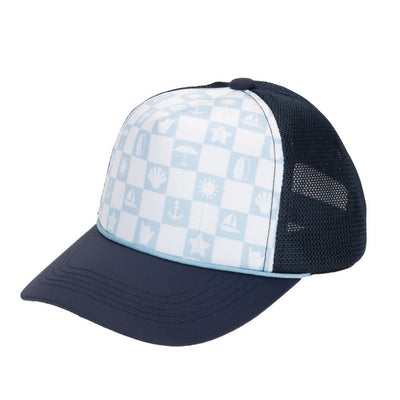 San Diego Hat Company - Foam Beach Motif Checkered Trucker Hat