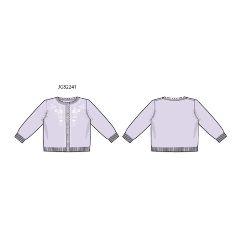 Janie and Jack - Girls S Prpl Emb Long Sleeve Cardi Spbk