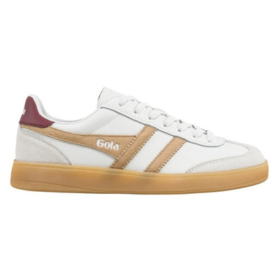 Gola - Womens Viper Leather Sneakers - White/Light Caramel/Windsor Wine/Gum