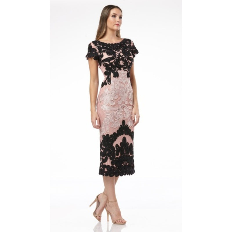 JS Collections - Womens Two-Tone Soutache Midi - Black/Peony