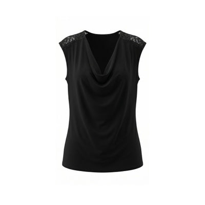 Liverpool Los Angeles - Womens Draped Neck Slvless Knit Tpo with Lace