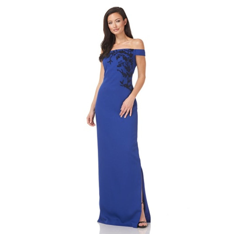 JS Collections - Womens Off Shoulder Column Gown
