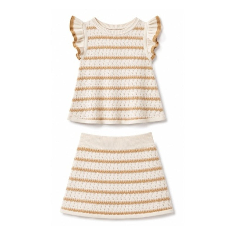 Hope & Henry - Girls Organic Flutter Top and Skirt Sweater Set