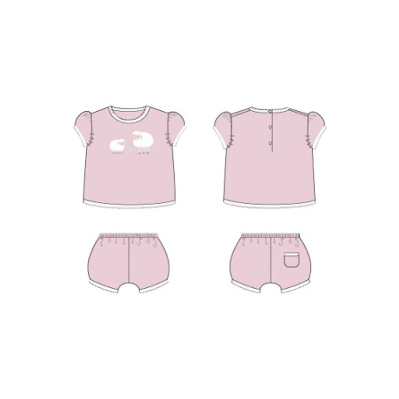 Janie and Jack - Baby G S Pink Sheep Fam Short Sleeve/Short Set Sig1