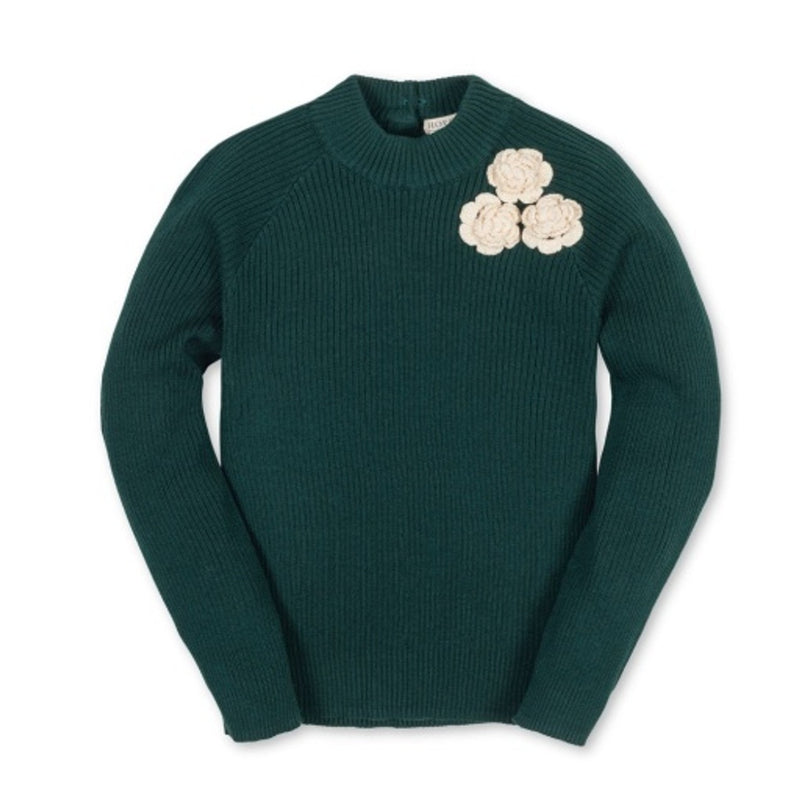 Hope & Henry - Girls Organic Mock Neck Rosette Sweater