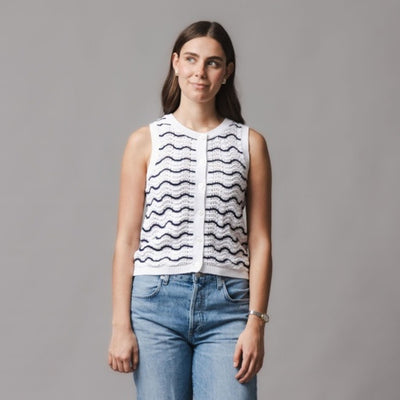 Hope & Henry - Womens Organic Button Front Sweater Tank