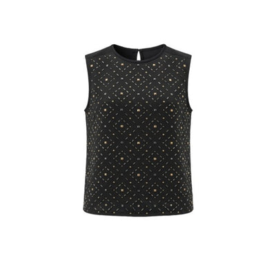 Liverpool Los Angeles - Womens Slvlss Embellished Knit to Woven Tee