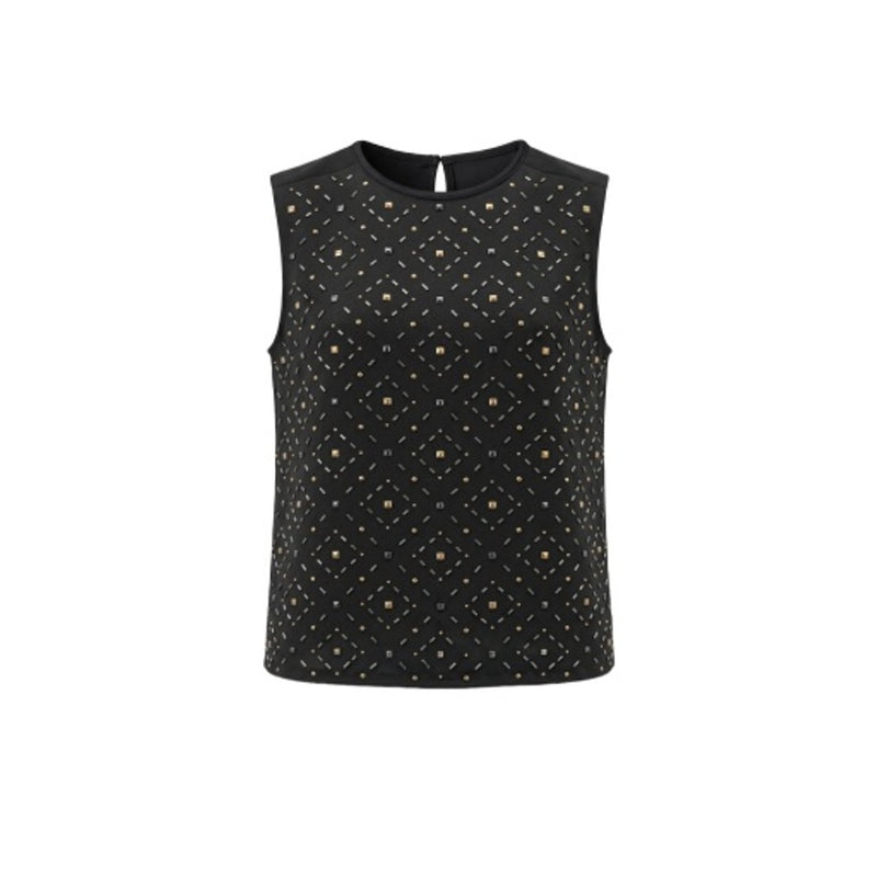 Liverpool Los Angeles - Womens Slvlss Embellished Knit to Woven Tee