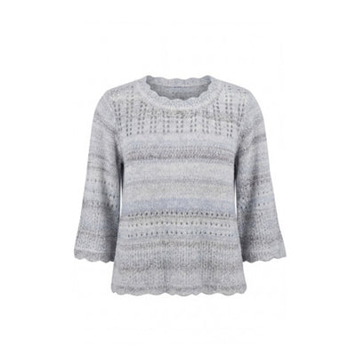 Liverpool Los Angeles - Womens 3/4 Slv Crew Neck Mix Stitch Sweater