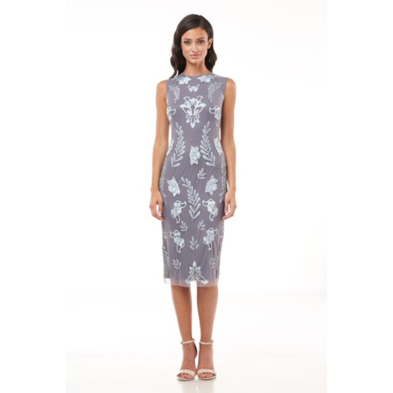 JS Collections - Womens Sleeveless Embroidered Midi