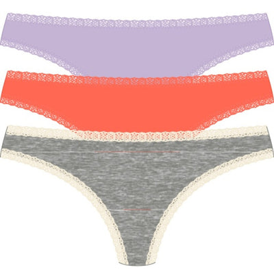 Skarlett Blue - Womens Adorned Cotton Thong 3-Pack