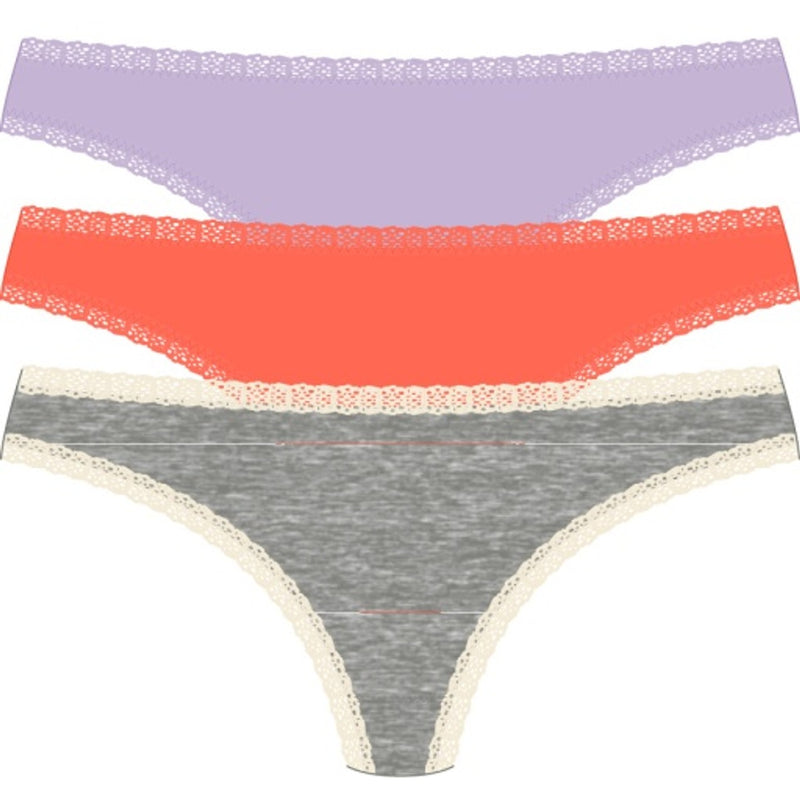 Skarlett Blue - Womens Adorned Cotton Thong 3-Pack