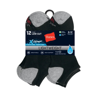Hanes - Mens X-Temp Men's Lightweight Low Cut Socks Shoe Sizes 6-12 12-Pairs