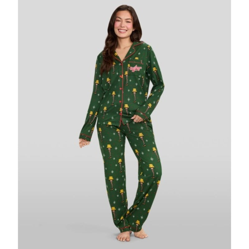 Tipsy Elves - Womens Leg Lamp Lapel Pajamas