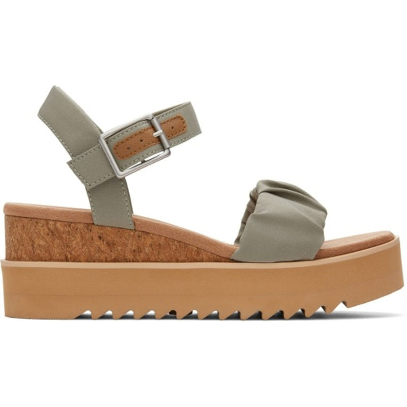 TOMS - Womens Diana Sandal - Vetiver Grey Stretch Woven/Ruched