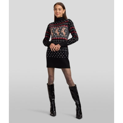 Tipsy Elves - Womens Dark Rudolph Turtleneck Sweater Dress