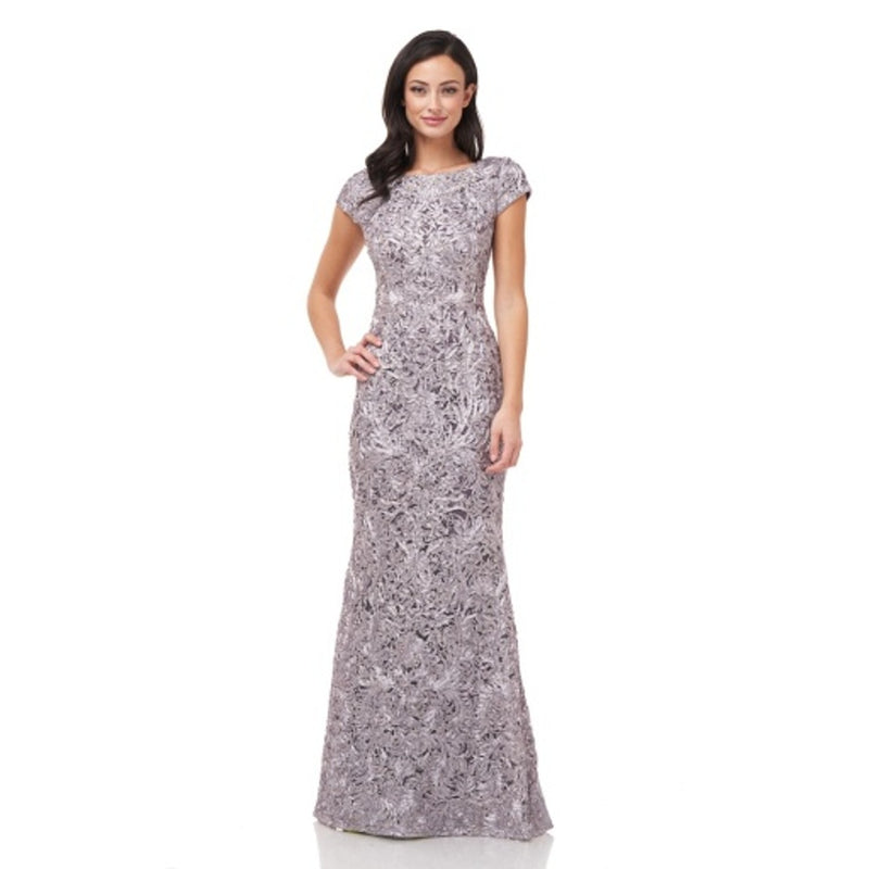 JS Collections - Womens Embroidered Short Sleeve Gown
