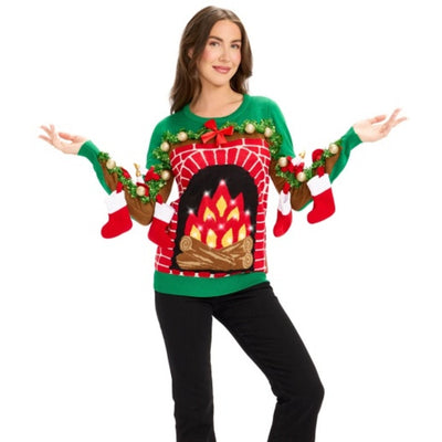 Tipsy Elves - Womens Peace on Hearth Light Up Ugly Christmas Sweater
