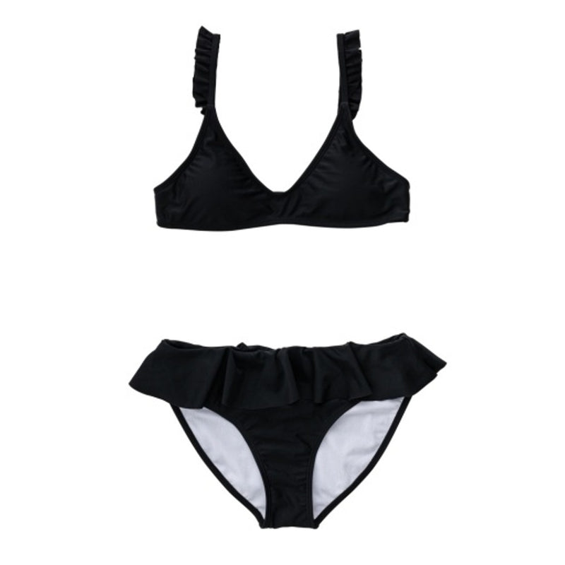 Snapper Rock - Girls Black Sustainable Frilled Bikini