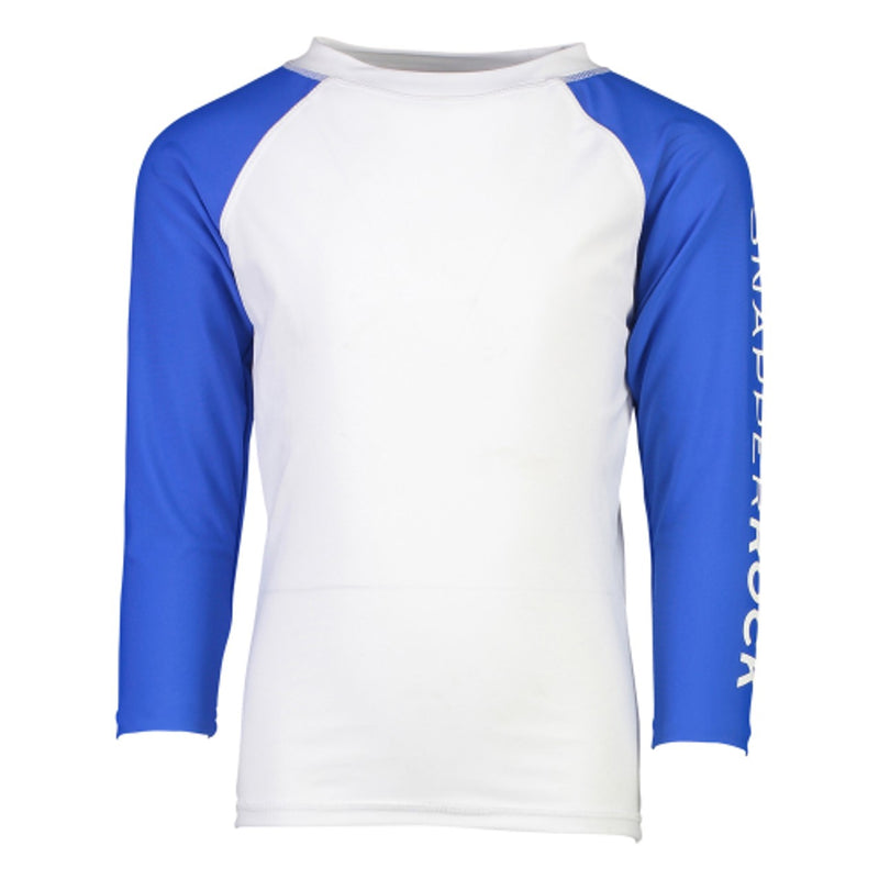 Snapper Rock - Boys White Blue Sleeve Long Sleeve Rash Top