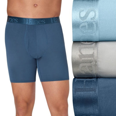 Hanes - Mens Originals Ultimate Men's Supersoft Boxer Brief Underwear Total Support Pouch Assorted 3-Pack