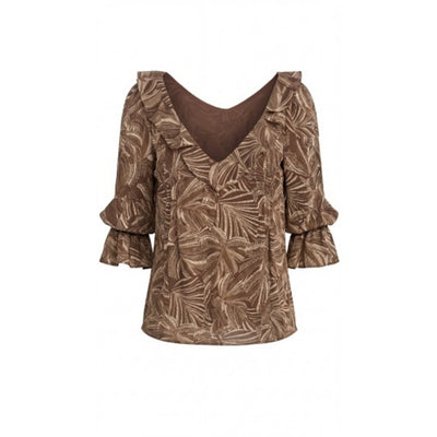 Liverpool Los Angeles - Womens Long Slv Dbl Ruffle Vneck Wvn Blouse