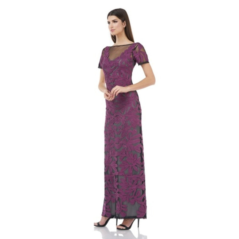 JS Collections - Womens Ss Illusion Soutache Gown