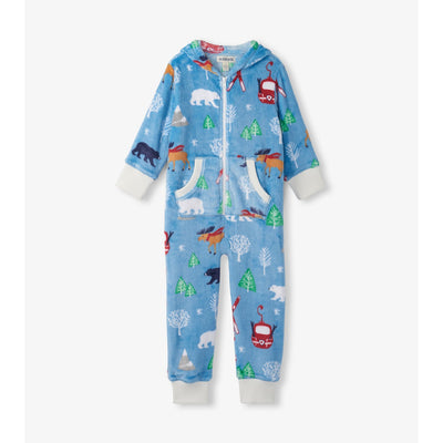 Little Blue House - Vintage Ski Kids Hooded Fleece Jumpsuit