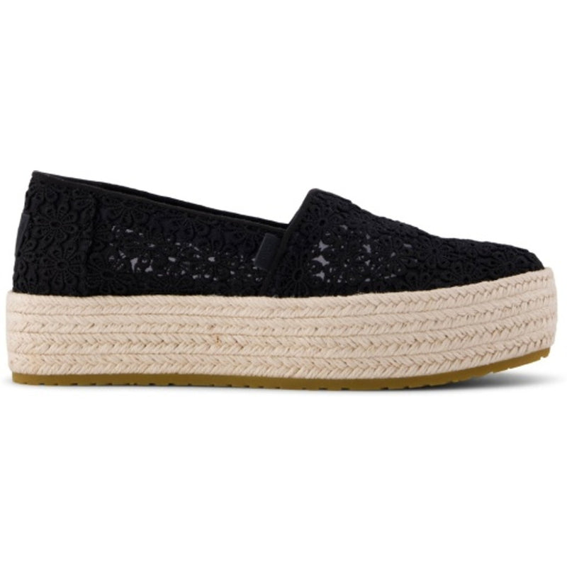 TOMS - Womens Valencia Espadrille - Black Mini Floral Crochet