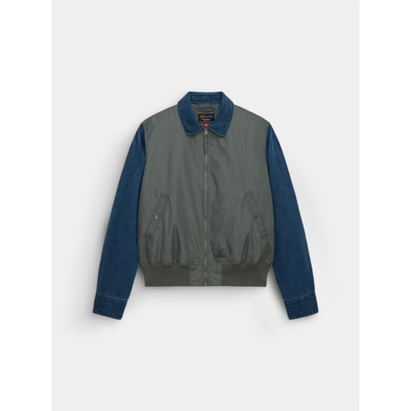 Alpha Industries - Mens Denim Relaxed Mixed Media Flight Jacket