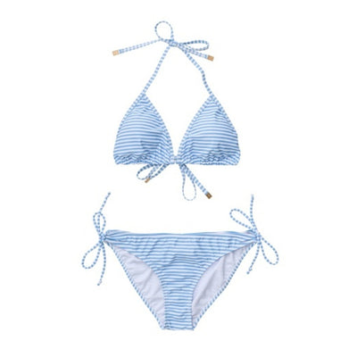 Snapper Rock - Womens Ladies Powder Blue Sustainable Stripe Bikini Top