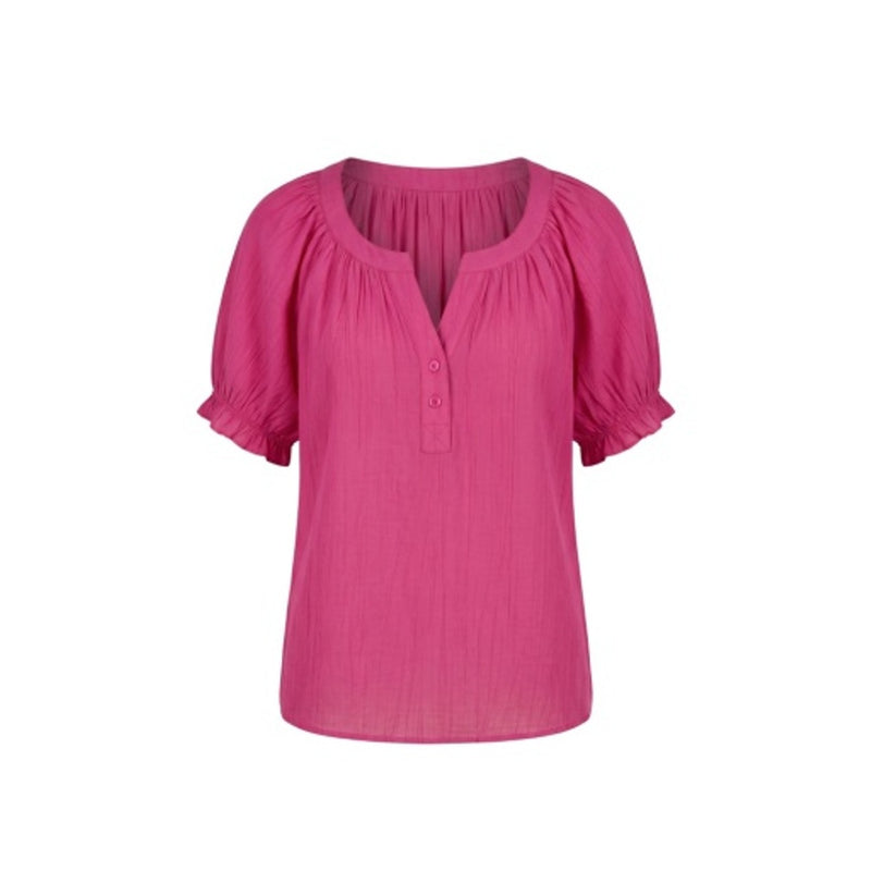 Liverpool Los Angeles - Womens Short Sleeve Half Placket Woven Blouse