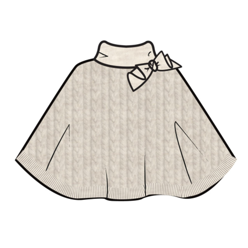 Hope & Henry - Girls Organic Turtleneck Sweater Cape with Bow