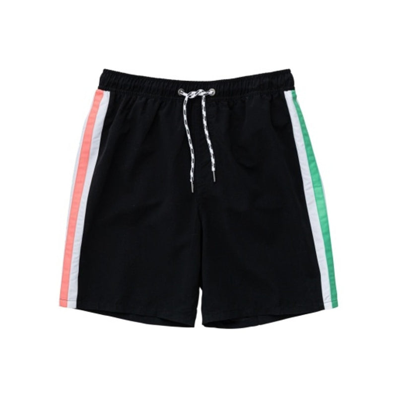 Snapper Rock - Mens Black Retro Stripe Volley Board Short