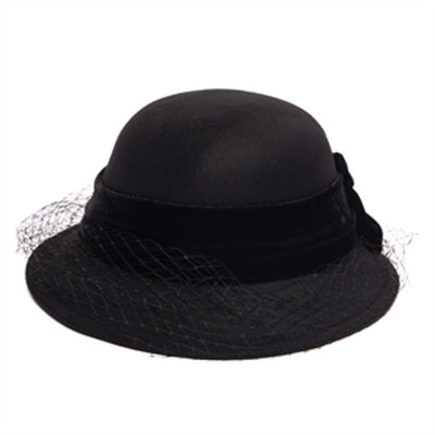 San Diego Hat Company - Faux Felt Cloche with Tonal Velvet Bow