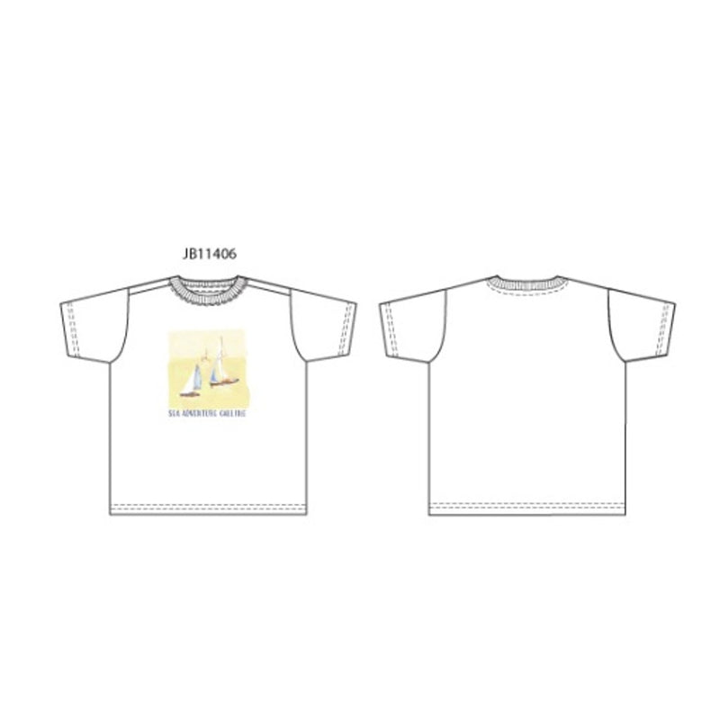 Janie and Jack - Boys K Short Sleeve White Sailboat Emb Graphic Tee E2