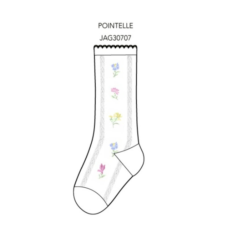 Janie and Jack - Kids G Wht Flrl Pntl Sock E1