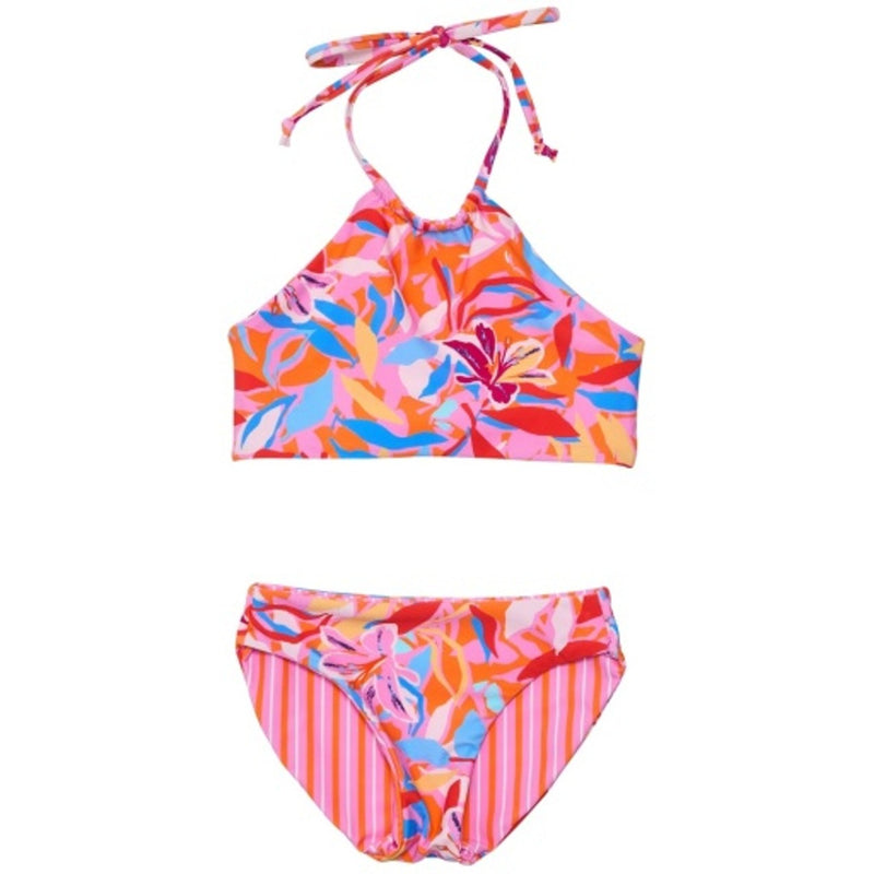 Snapper Rock - Girls Blooming Sunset Sustainable Reversible Halter Bikini