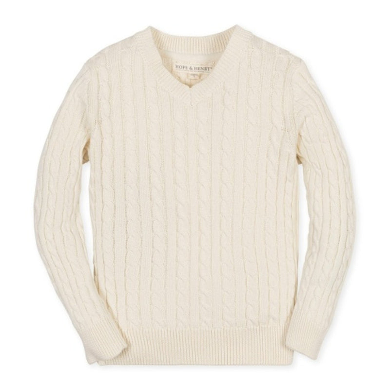 Hope & Henry - Boys Organic V-Neck Cable Sweater
