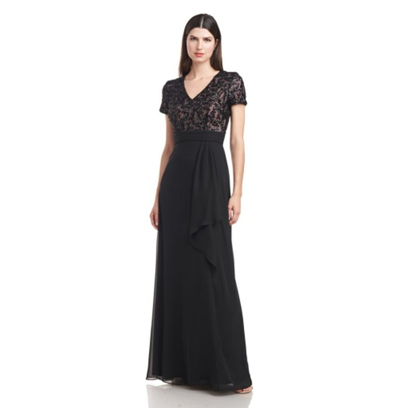 JS Collections - Womens Eliana Mixed Fabric Gown