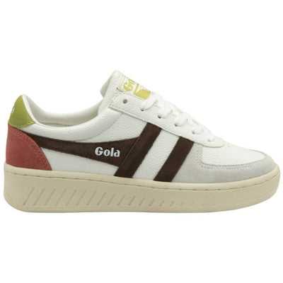 Gola - Womens Grandslam Trident Sneakers - White/Dark Brown/Moss